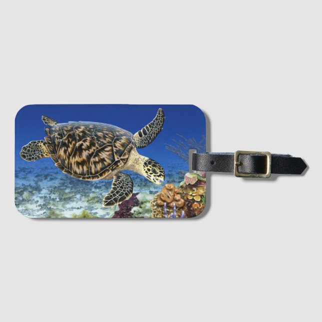 Étiquette À Bagage Tortue de mer de Hawksbill dans l'étiquette de (Devant Horizontal)