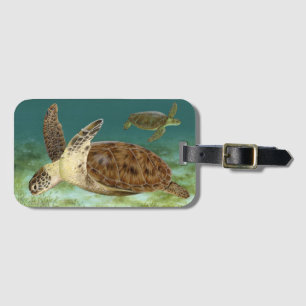 Étiquette À Bagage Tortues vertes dans l'étiquette de bagage