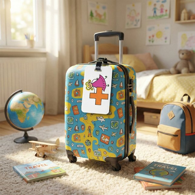 Étiquette À Bagage Touche mignonne fille avec signe plus (Créateur téléchargé)