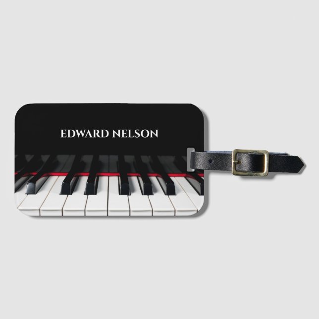 Étiquette À Bagage Touches de piano noir tut nom personnalisé (Devant Horizontal)