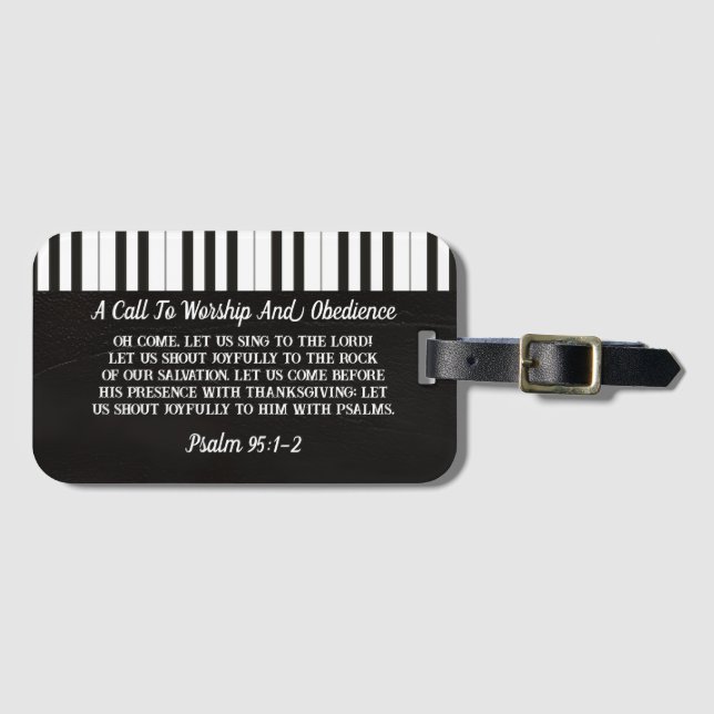 Étiquette À Bagage Touches Piano Noir Et Blanc Imprimer Avec Citation (Devant Horizontal)