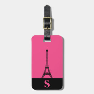Étiquette À Bagage Tour Eiffel Monogramme avec Rose français