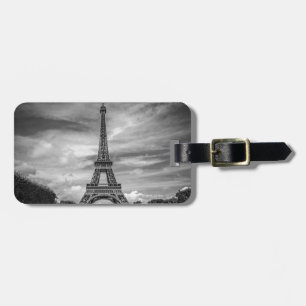 Étiquette À Bagage Tour Eiffel noir et blanc Paris France