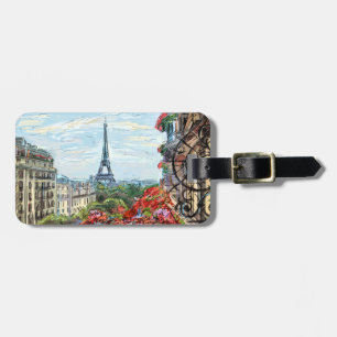 Étiquette À Bagage Tour Eiffer Paris France