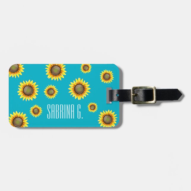 Étiquette À Bagage Tournesol lumineux ensoleillé (Devant horizontal)