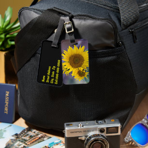 Étiquette À Bagage Tournesols groupés - Photo de clôture personnalisé