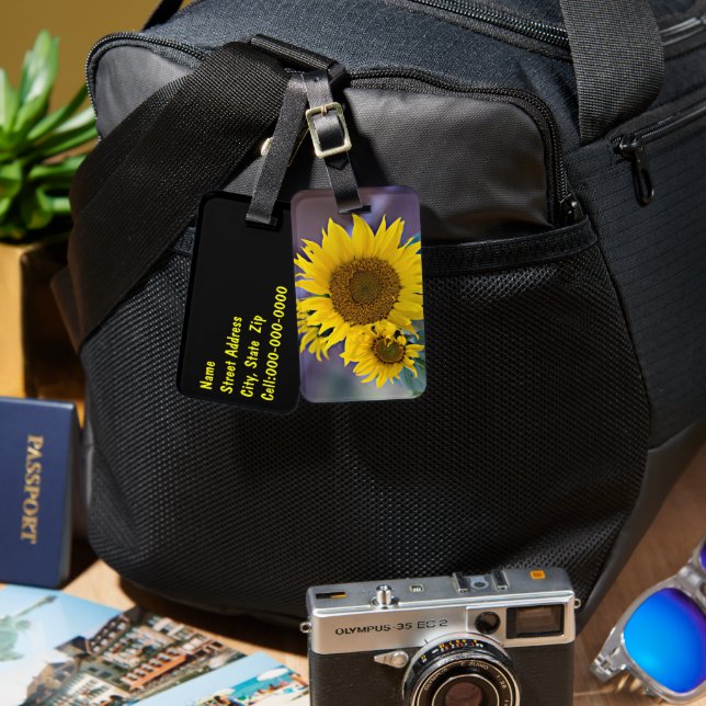 Étiquette À Bagage Tournesols groupés - Photo de clôture personnalisé (Recto & Verso)