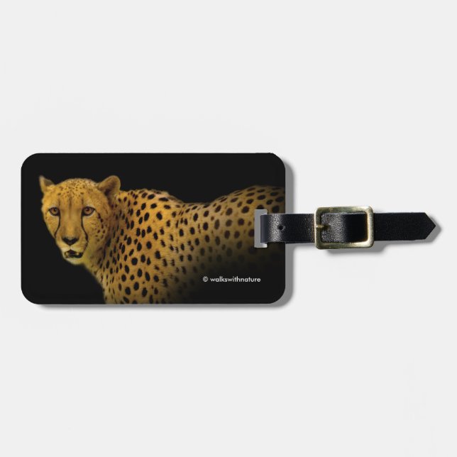 Étiquette À Bagage Traces commerciales avec un magnifique guépard (Devant horizontal)