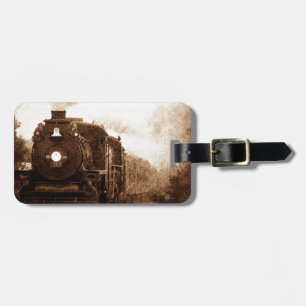 Étiquette À Bagage Train vintage de vapeur d'antiquité de chemin de