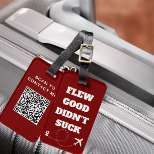Étiquette À Bagage Travel Funny "Flew Good Didn’Suck" et avion