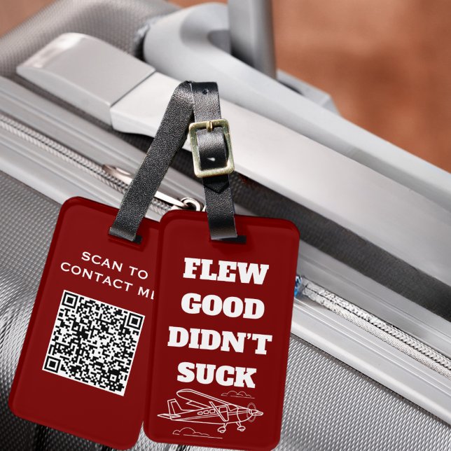 Étiquette À Bagage Travel Funny "Flew Good Didn’Suck" et avion (Créateur téléchargé)
