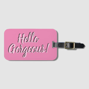 Étiquette À Bagage Trendy Hello Gorgeous Girly Pink