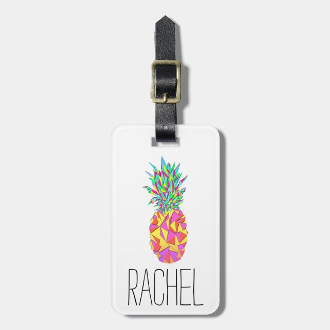 Étiquette À Bagage Triangles géométriques roses Girly Monogramme anan (Devant Vertical)