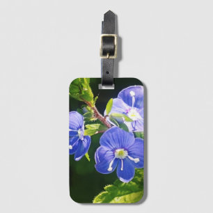 Étiquette À Bagage Trois fleurs bleues