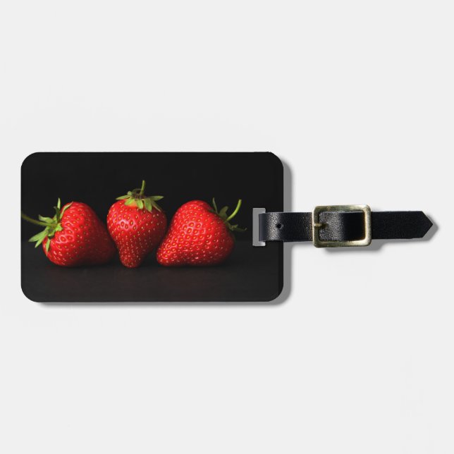 Étiquette À Bagage Trois Fraises Sur Cd Noir ltcna (Devant horizontal)