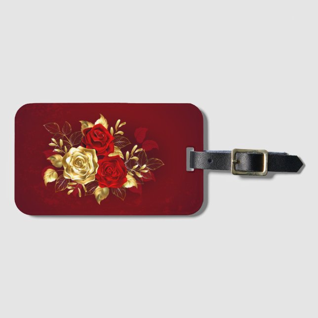 Étiquette À Bagage Trois Roses de bijoux (Devant Horizontal)