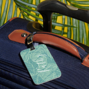 Étiquette À Bagage Tropical Palm Leaf Hawaii Travel Nom personnalisé