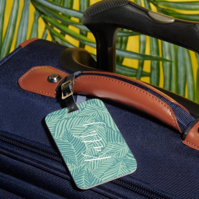 Étiquette À Bagage Tropical Palm Leaf Hawaii Travel Nom personnalisé (Insitu Rectoal 1)