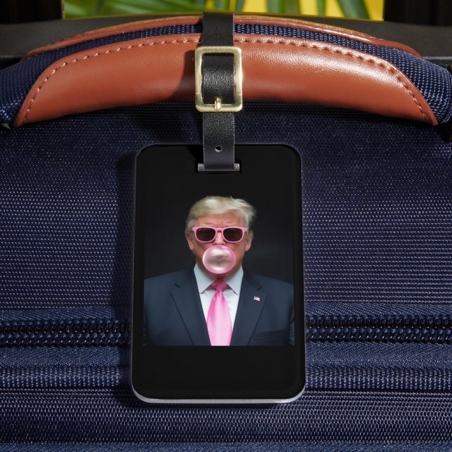 Étiquette À Bagage Trump Pink Bubble Gum Président 47 USA (Insitu Rectoal 2)