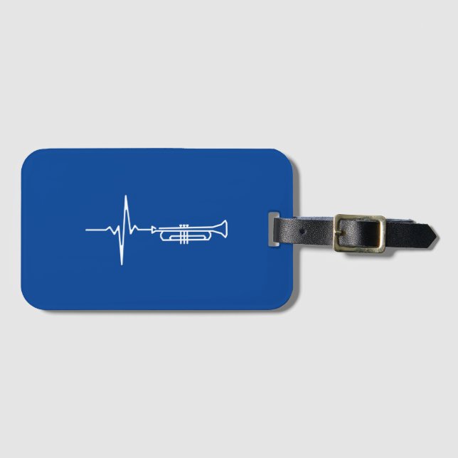 Étiquette À Bagage Trumpet Heartbeat Trumpet Player Cadeau (Devant Horizontal)