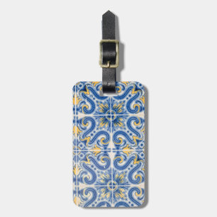 Étiquette À Bagage Tuiles bleues et jaunes, Portugal