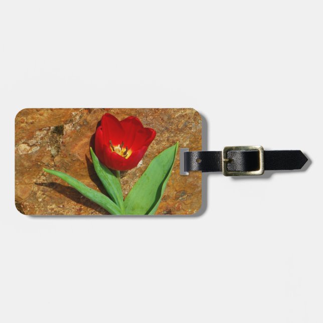 Étiquette À Bagage Tulipe jaune et rouge (Devant horizontal)