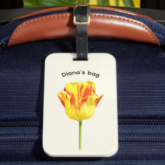 Étiquette À Bagage Tulipe rouge et jaune personnalisée
