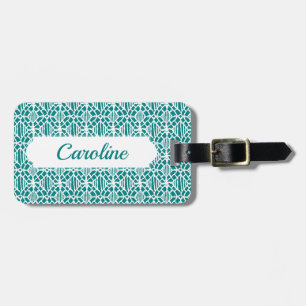 Étiquette À Bagage Turquoise avec Motif en dentelle Crochet blanc