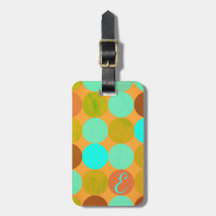 Turquoise Bleu Vert & Cercles Orange Monogramme