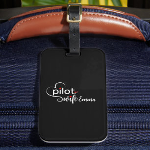 Étiquette À Bagage Typographie 'Femme de pilote' & Avion Simple, Mini