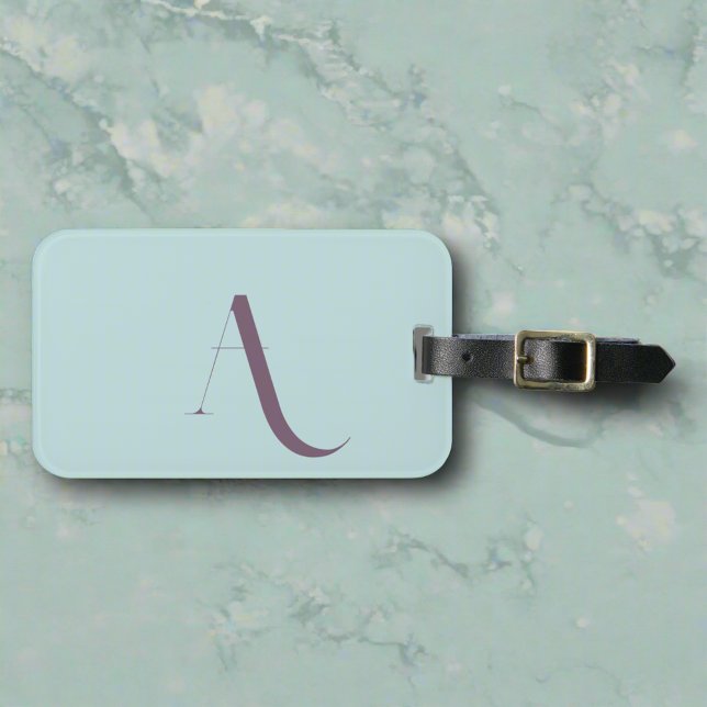 Étiquette À Bagage Typographie tendance sur mesure Monogram Blue (Créateur téléchargé)