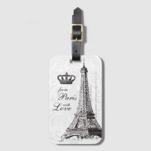 Étiquette À Bagage Typographie vintage de voyage d'amour de Paris de