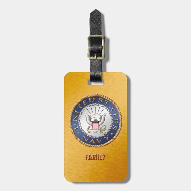 Étiquette À Bagage U.S. Étiquette de bagage de famille de marine (Devant Vertical)
