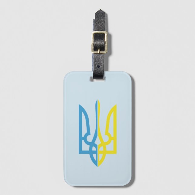 Étiquette À Bagage Ukrainien étiquette bleue/jaune de Tryzub de (Devant Vertical)