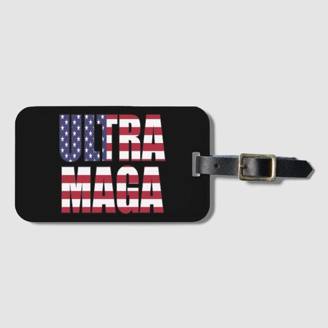 Étiquette À Bagage Ultra MAGA Trump Supporter 💡 Great Again USA (Devant Horizontal)