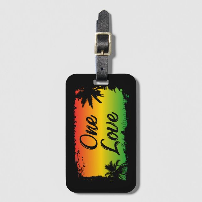 Étiquette À Bagage Un amour jamaïcain Rastafari palmiers tropicaux (Devant Vertical)