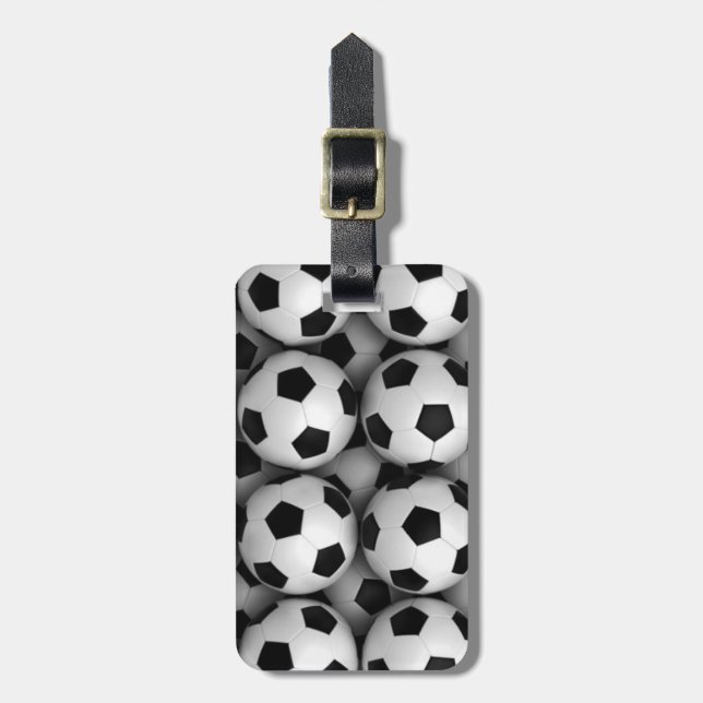Étiquette À Bagage un bon nombre de ballons de football (Devant Vertical)