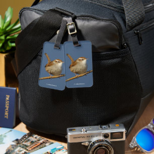 Étiquette À Bagage Un curieux Wren de Bewick's Wren dans l'arbre
