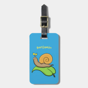 Étiquette À Bagage Un mignon escargot heureux sur une illustration d'