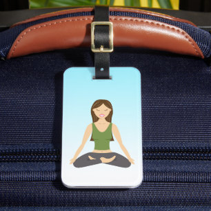 Étiquette À Bagage Une Femme De Yoga À Lotus Pose