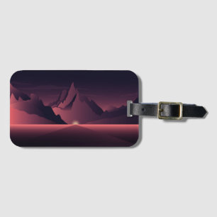 Étiquette À Bagage Une illustration de coucher de soleil en montagne 