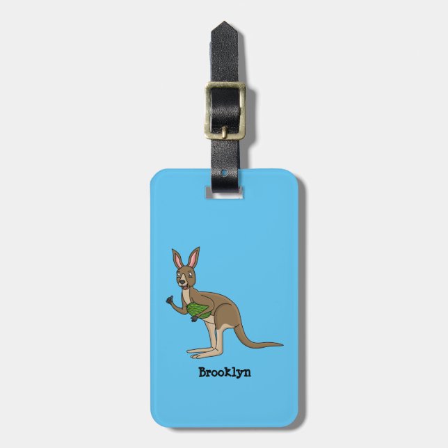 Étiquette À Bagage Une jolie illustration de kangourou australien (Devant Vertical)