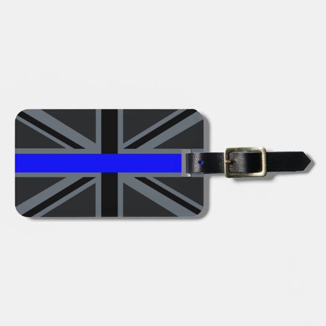 Étiquette À Bagage Une ligne bleue mince Union Jack (Devant horizontal)