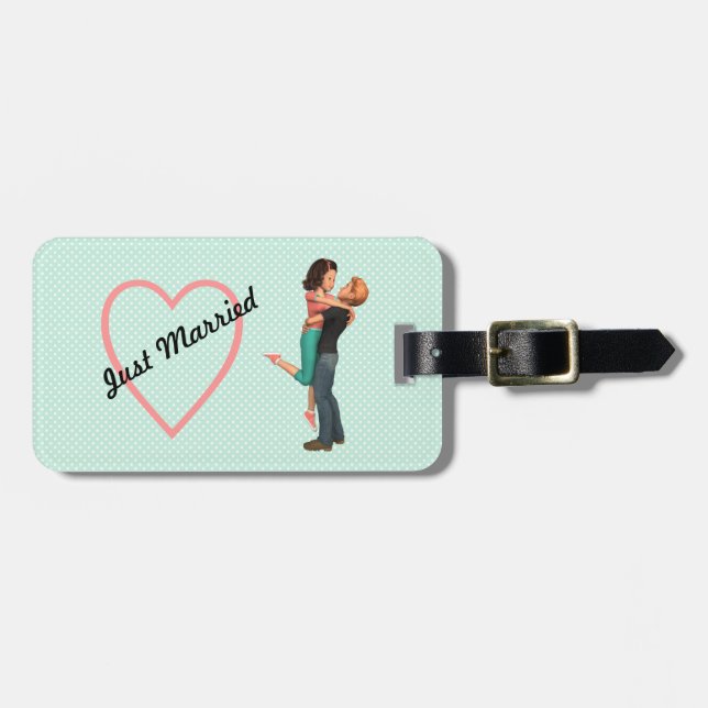 Étiquette À Bagage Une Mignonne Romance : Amour Embrace (Personnalisé (Devant horizontal)