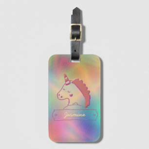 Étiquette À Bagage Unicorne 3D Holographique Nom personnalisé  