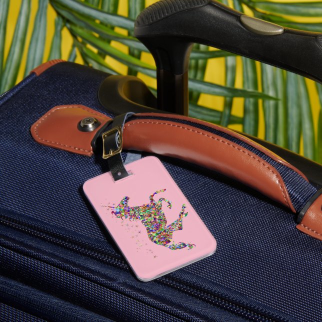 Étiquette À Bagage Unicorne rose géométrique (Insitu Rectoal 1)