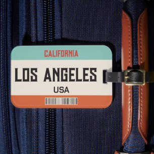 ÉTIQUETTE À BAGAGE USA LOS ANGELES CALIFORNIA LISENCE PLAQUE