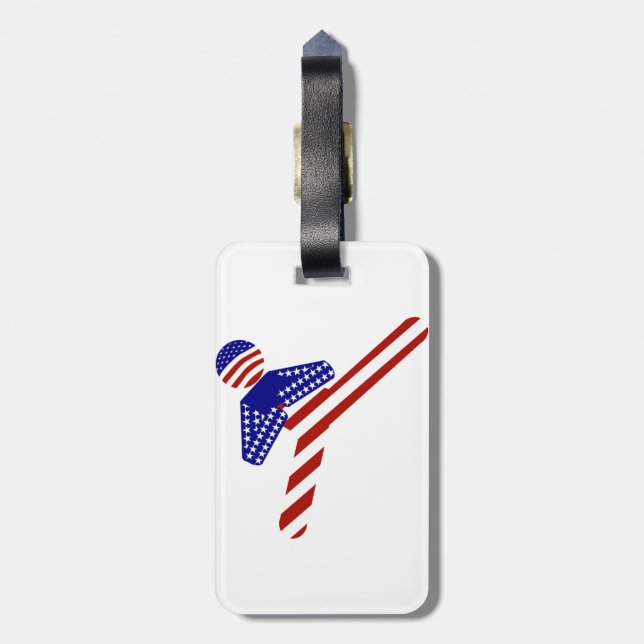 Étiquette À Bagage USA Patriotique Martial Arts TAEKWONDO (Dos Vertical)