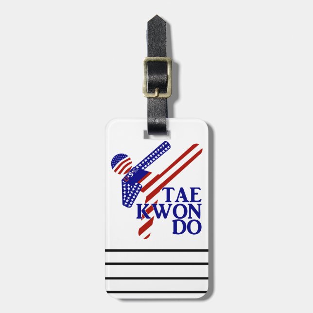 Étiquette À Bagage USA Patriotique Martial Arts TAEKWONDO (Devant Vertical)