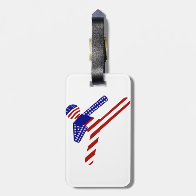 Étiquette À Bagage USA Patriotique Martial Arts TAEKWONDO (Dos Vertical)